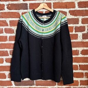 ❄️ L.L.Bean 100% Lambswool Fair Isle Cardigan Sweater – XL